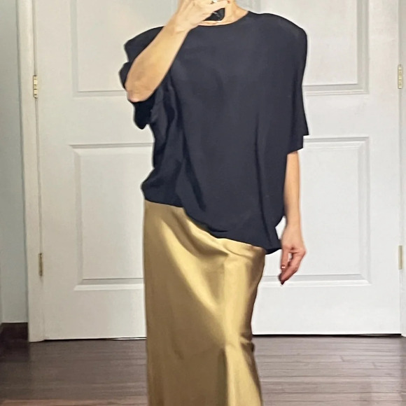 Laura & Jayme two black vintage 100% silk blouse size 1X - Picture 5 of 11